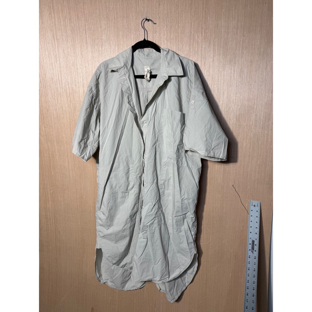 Lee Mathews Workroom 4 Beige Cotton Oversized Short Sleeve Button Front Dress